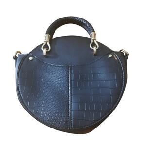 MIA K Collection Womens Small Black Round Purse With Pockets Inside and Out